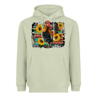 Matcha western rooster coop animals sunflowers cowhide serape wooden Heavyweight Hoodie - Artiststas