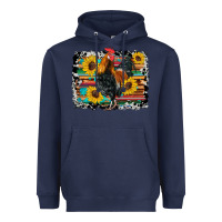 Navy western rooster coop animals sunflowers cowhide serape wooden Heavyweight Hoodie - Artiststas