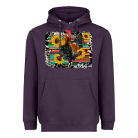 Plum western rooster coop animals sunflowers cowhide serape wooden Heavyweight Hoodie - Artiststas