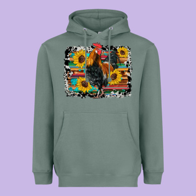 Western Rooster Coop Animals Sunflowers Cowhide Serape Wooden Heavyweight Hoodie Designed By Artiststas