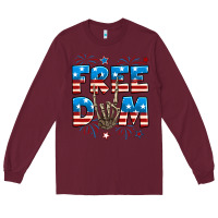 Burgundy Freedom rock hand Long Sleeve Tee - Neo Western