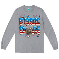 Heather Grey Freedom rock hand Long Sleeve Tee - Neo Western