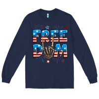 Navy Freedom rock hand Long Sleeve Tee - Neo Western