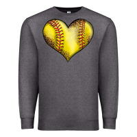 Charcoal Heather softball heart Premium Sweatshirt - LillyAllenDesigns