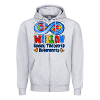 Heather Grey autism infinity seeing the world differently Zipper Hoodie - JahusDesignShop