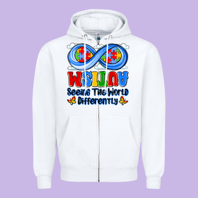 Autism Infinity Seeing The World Differently Zipper Hoodie Designed By Jahusdesignshop