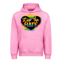 Fuchsia Pink stop the hate pride lgbtq heart Urban Hoodie - LillyAllenDesigns