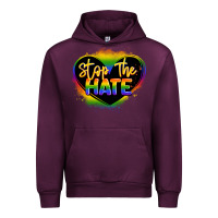 Mauve Wine stop the hate pride lgbtq heart Urban Hoodie - LillyAllenDesigns