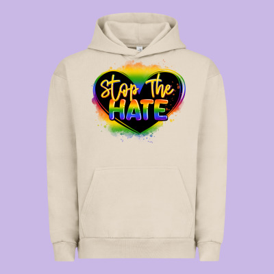 Stop The Hate Pride Lgbtq Heart Urban Hoodie Designed By Lillyallendesigns