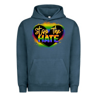Pigment Midnight Navy stop the hate pride lgbtq heart Urban Hoodie - LillyAllenDesigns
