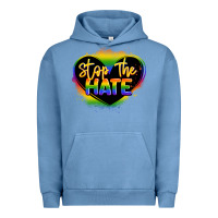 Pigment Pebble Blue stop the hate pride lgbtq heart Urban Hoodie - LillyAllenDesigns