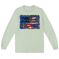 Matcha Leopard glitter American flag 4th of july Long Sleeve Tee - CowGirlArtShop