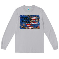 Moon Dust Leopard glitter American flag 4th of july Long Sleeve Tee - CowGirlArtShop