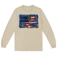 Mushroom Leopard glitter American flag 4th of july Long Sleeve Tee - CowGirlArtShop