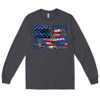 Smoke Leopard glitter American flag 4th of july Long Sleeve Tee - CowGirlArtShop