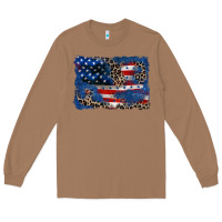 Toasted Coconut Leopard glitter American flag 4th of july Long Sleeve Tee - CowGirlArtShop