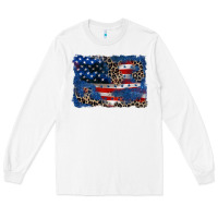 White Leopard glitter American flag 4th of july Long Sleeve Tee - CowGirlArtShop