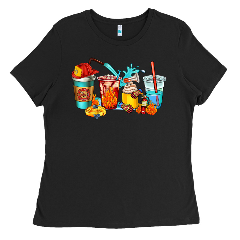 Firefighter Coffee Cups Ladies Tee by AdoDesignShop | Teevron