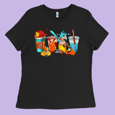 Firefighter Coffee Cups Ladies Tee Designed By Adodesignshop