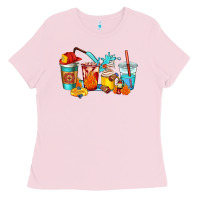 Bubblegum Pink firefighter coffee cups Ladies Tee - AdoDesignShop