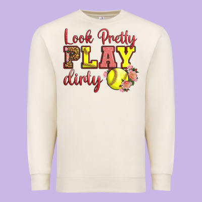 Look Pretty Play Dirty Premium Sweatshirt Designed By Lillyallendesigns
