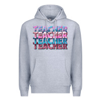 Heather Grey teacher stacked Premium Hoodie - NancyCooperArtShop