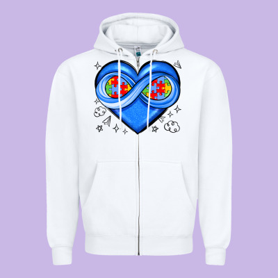 Infinity Heart Autism Awareness Zipper Hoodie Designed By Jahusdesignshop
