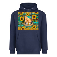 Navy western farm chicken coop animals sunflowers leopard turquoise wooden Heavyweight Hoodie - Artiststas