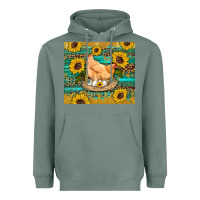 Sage western farm chicken coop animals sunflowers leopard turquoise wooden Heavyweight Hoodie - Artiststas