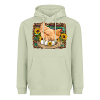 Matcha western farm chicken coop animals eggs sunflowers leopard serape woode Heavyweight Hoodie - Artiststas