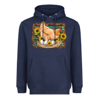 Western Farm Chicken Coop Animals Eggs Sunflowers Leopard Serape Woode Heavyweight Hoodie | Teevron