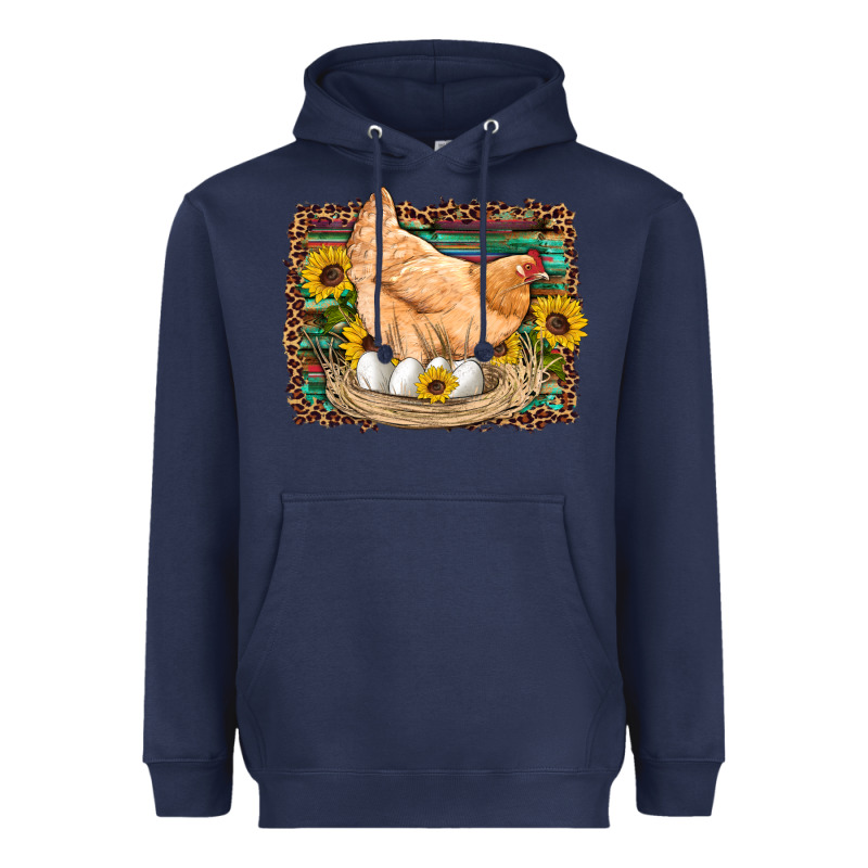 Western Farm Chicken Coop Animals Eggs Sunflowers Leopard Serape Woode Heavyweight Hoodie by Artiststas | Teevron