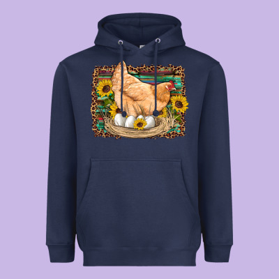 Western Farm Chicken Coop Animals Eggs Sunflowers Leopard Serape Woode Heavyweight Hoodie Designed By Artiststas