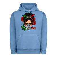 Pigment Pebble Blue mexicana woman messy bun Urban Hoodie - LillyAllenDesigns