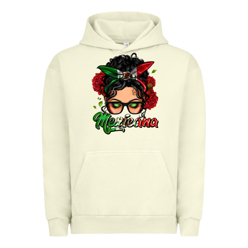 Mexicana Woman Messy Bun Urban Hoodie by LillyAllenDesigns | Teevron
