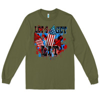 Army Green Let's get lit 4th of july Long Sleeve Tee - CowGirlArtShop