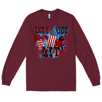 Burgundy Let's get lit 4th of july Long Sleeve Tee - CowGirlArtShop