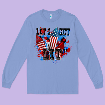 Let's Get Lit 4th Of July Long Sleeve Tee Designed By Cowgirlartshop