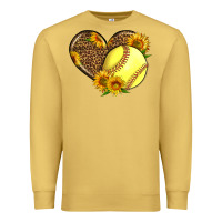 Antique Gold Softball Heart With Sunflowers Premium Sweatshirt - LillyAllenDesigns