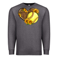 Charcoal Heather Softball Heart With Sunflowers Premium Sweatshirt - LillyAllenDesigns