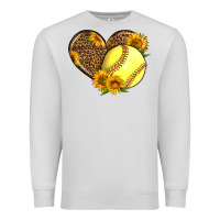 Dove Grey Softball Heart With Sunflowers Premium Sweatshirt - LillyAllenDesigns