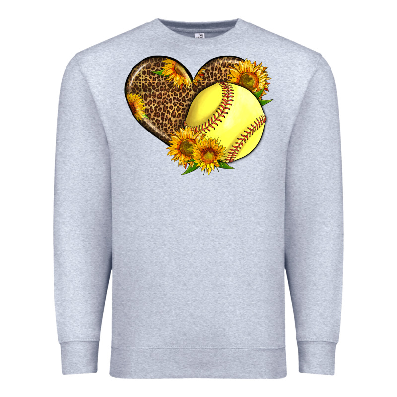 Softball Heart With Sunflowers Premium Sweatshirt by LillyAllenDesigns | Teevron