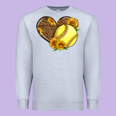Softball Heart With Sunflowers Premium Sweatshirt Designed By Lillyallendesigns