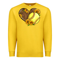 Lemon Softball Heart With Sunflowers Premium Sweatshirt - LillyAllenDesigns