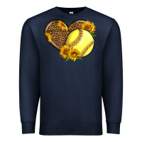 Navy Softball Heart With Sunflowers Premium Sweatshirt - LillyAllenDesigns