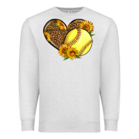 Oatmeal Heather Softball Heart With Sunflowers Premium Sweatshirt - LillyAllenDesigns