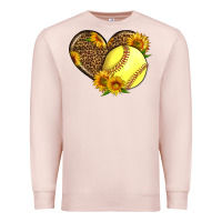 Pale Pink Softball Heart With Sunflowers Premium Sweatshirt - LillyAllenDesigns