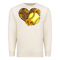 Sandshell Softball Heart With Sunflowers Premium Sweatshirt - LillyAllenDesigns