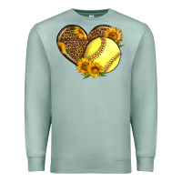 Seafoam Softball Heart With Sunflowers Premium Sweatshirt - LillyAllenDesigns