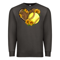 Smoke Softball Heart With Sunflowers Premium Sweatshirt - LillyAllenDesigns